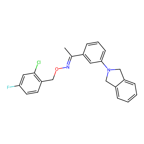 1-[3-(1,3-dihydro-2H-isoindol-2-yl)phenyl]-1-ethanone O-(2-chloro-4-fluorobenzyl)oxime structure