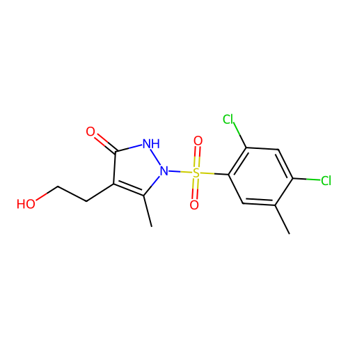 1-[(2,4-dichloro-5-methylphenyl)sulfonyl]-4-(2-hydroxyethyl)-5-methyl-1,2-dihydro-3H-pyrazol-3-one structure