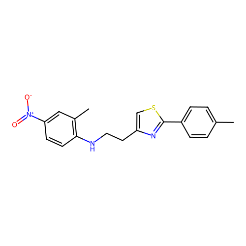 2-methyl-N-{2-[2-(4-methylphenyl)-1,3-thiazol-4-yl]ethyl}-4-nitroaniline structure
