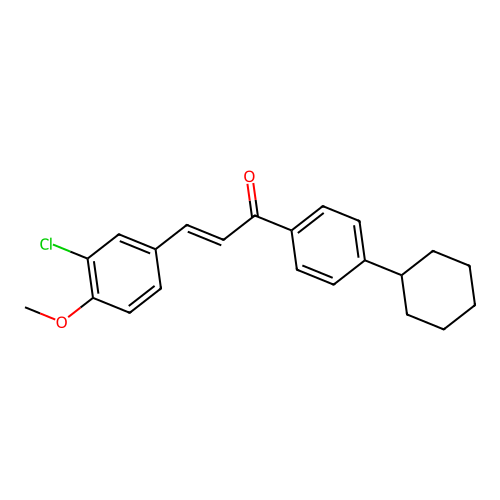 (E)-3-(3-chloro-4-methoxyphenyl)-1-(4-cyclohexylphenyl)-2-propen-1-one structure