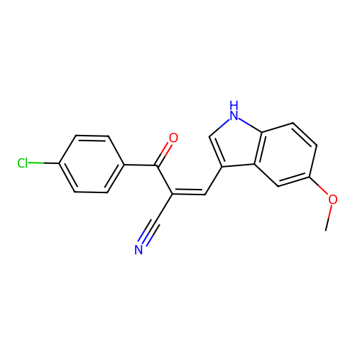 2-(4-chlorobenzoyl)-3-(5-methoxy-1H-indol-3-yl)acrylonitrile structure