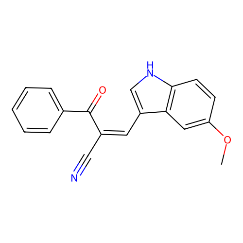 2-benzoyl-3-(5-methoxy-1H-indol-3-yl)prop-2-enenitrile structure