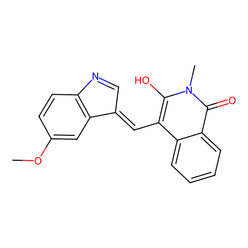 3-Hydroxy-4-[(5-methoxyindol-3-ylidene)methyl]-2-methylisoquinolin-1-one structure