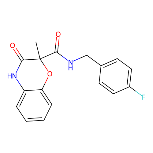 N-(4-fluorobenzyl)-2-methyl-3-oxo-3,4-dihydro-2H-1,4-benzoxazine-2-carboxamide structure