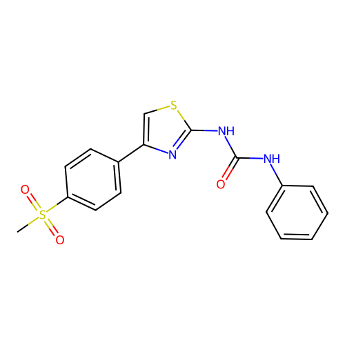N-{4-[4-(methylsulfonyl)phenyl]-1,3-thiazol-2-yl}-N'-phenylurea structure