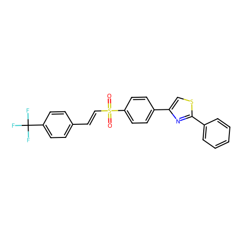 2-Phenyl-4-[4-[2-[4-(trifluoromethyl)phenyl]ethenylsulfonyl]phenyl]-1,3-thiazole structure