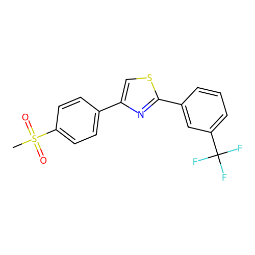 Methyl 4-{2-[3-(trifluoromethyl)phenyl]-1,3-thiazol-4-yl}phenyl sulfone structure