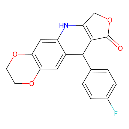 10-(4-fluorophenyl)-2,3,7,10-tetrahydro[1,4]dioxino[2,3-g]furo[3,4-b]quinolin-9(6H)-one structure