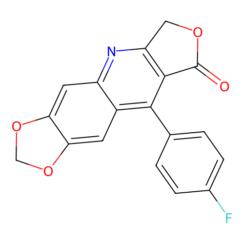 9-(4-fluorophenyl)[1,3]dioxolo[4,5-g]furo[3,4-b]quinolin-8(6H)-one structure