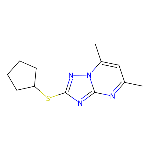2-(Cyclopentylsulfanyl)-5,7-dimethyl[1,2,4]triazolo[1,5-a]pyrimidine structure