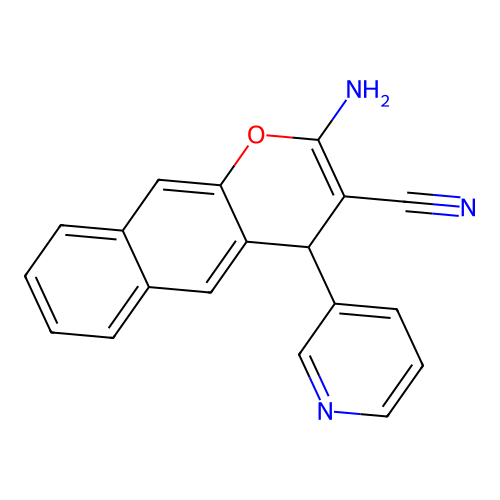 2-amino-4-(3-pyridinyl)-4H-benzo[g]chromene-3-carbonitrile structure