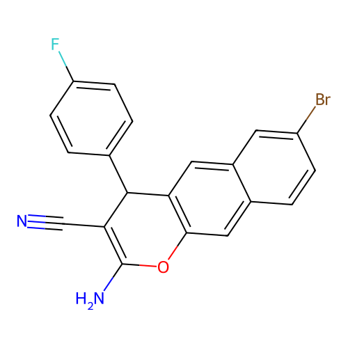 2-amino-7-bromo-4-(4-fluorophenyl)-4H-benzo[g]chromene-3-carbonitrile structure