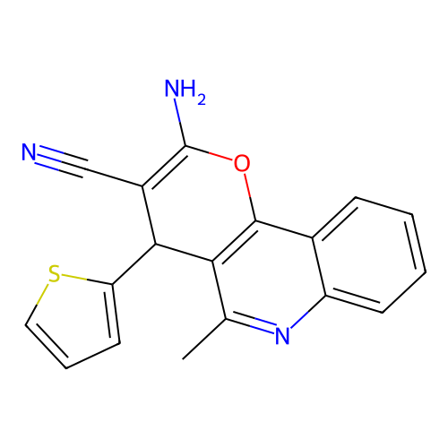 2-amino-5-methyl-4-(2-thienyl)-4H-pyrano[3,2-c]quinoline-3-carbonitrile structure