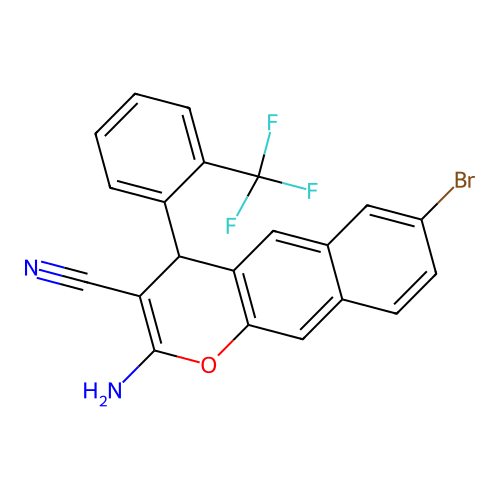 2-amino-7-bromo-4-[2-(trifluoromethyl)phenyl]-4H-benzo[g]chromene-3-carbonitrile structure