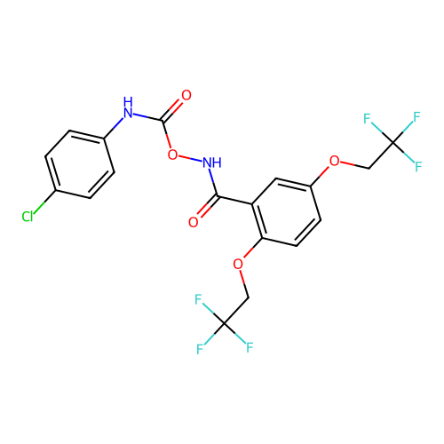 [[2,5-bis(2,2,2-trifluoroethoxy)benzoyl]amino] N-(4-chlorophenyl)carbamate structure
