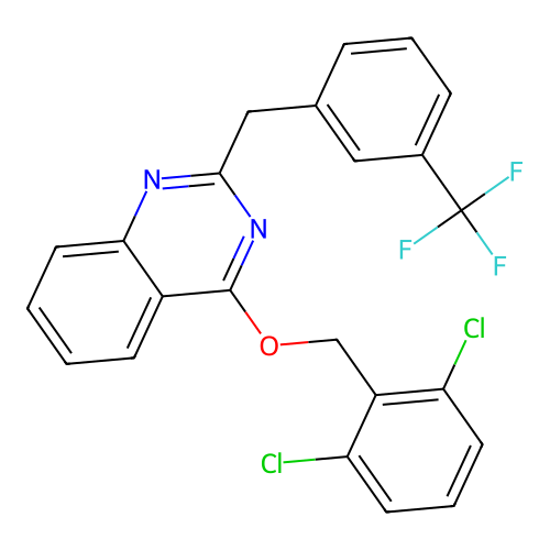 2,6-Dichlorobenzyl 2-[3-(trifluoromethyl)benzyl]-4-quinazolinyl ether structure