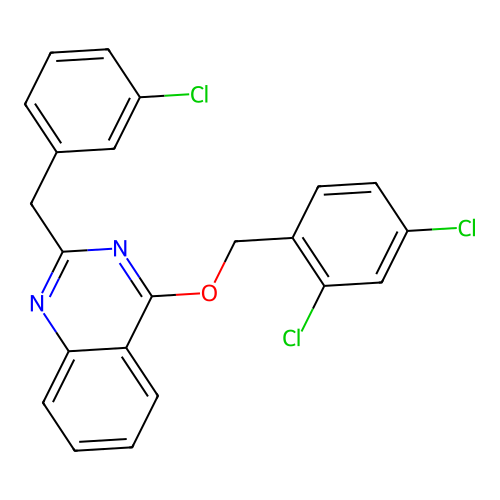 2-[(3-Chlorophenyl)methyl]-4-[(2,4-dichlorophenyl)methoxy]quinazoline structure