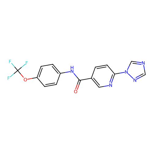 6-(1H-1,2,4-triazol-1-yl)-N-[4-(trifluoromethoxy)phenyl]nicotinamide structure