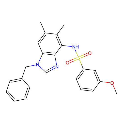 N-(1-benzyl-5,6-dimethyl-1H-1,3-benzimidazol-4-yl)-3-methoxybenzenesulfonamide structure