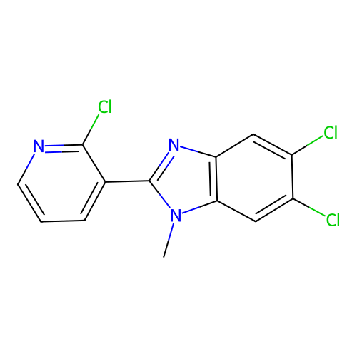 5,6-dichloro-2-(2-chloro-3-pyridinyl)-1-methyl-1H-1,3-benzimidazole structure