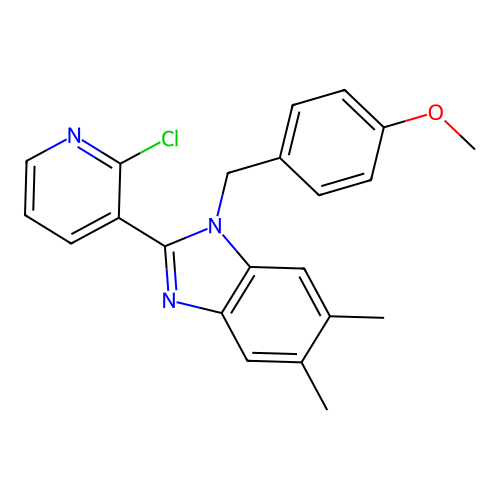 2-(2-chloro-3-pyridinyl)-1-(4-methoxybenzyl)-5,6-dimethyl-1H-1,3-benzimidazole structure