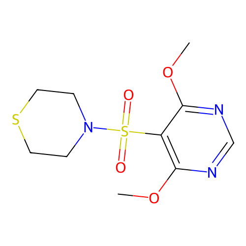 4-[(4,6-Dimethoxy-5-pyrimidinyl)sulfonyl]thiomorpholine structure