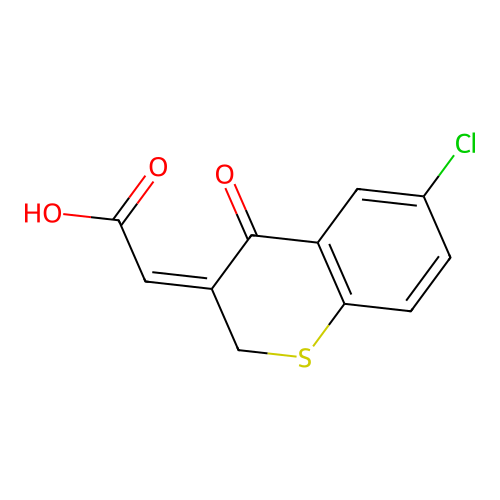2-[(3Z)-6-chloro-4-oxo-3,4-dihydro-2H-1-benzothiopyran-3-ylidene]acetic acid structure