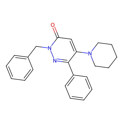 2-benzyl-6-phenyl-5-piperidino-3(2H)-pyridazinone structure