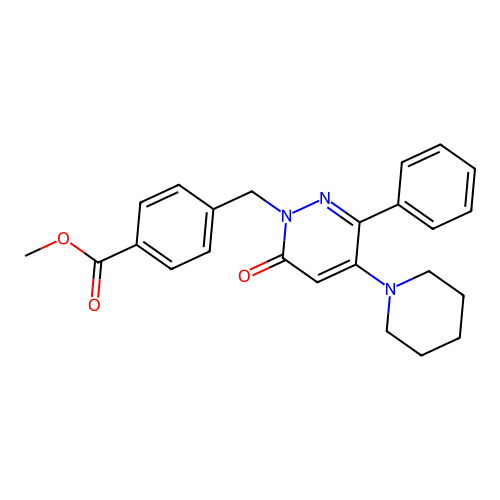 methyl 4-{[6-oxo-3-phenyl-4-piperidino-1(6H)-pyridazinyl]methyl}benzenecarboxylate structure