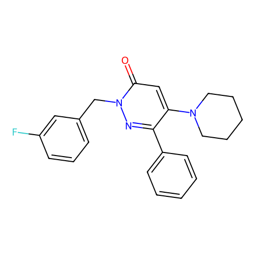 2-(3-fluorobenzyl)-6-phenyl-5-piperidino-3(2H)-pyridazinone structure