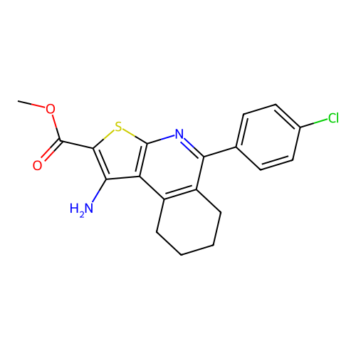 methyl 1-amino-5-(4-chlorophenyl)-6,7,8,9-tetrahydrothieno[2,3-c]isoquinoline-2-carboxylate structure