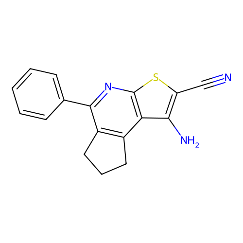 3-amino-8-phenyl-5-thia-7-azatricyclo[7.3.0.0^{2,6}]dodeca-1(9),2(6),3,7-tetraene-4-carbonitrile structure