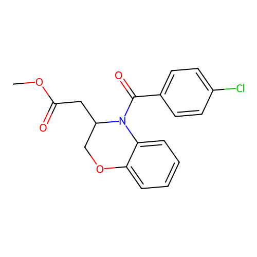 methyl 2-[4-(4-chlorobenzoyl)-3,4-dihydro-2H-1,4-benzoxazin-3-yl]acetate structure