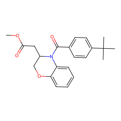 methyl 2-{4-[4-(tert-butyl)benzoyl]-3,4-dihydro-2H-1,4-benzoxazin-3-yl}acetate structure