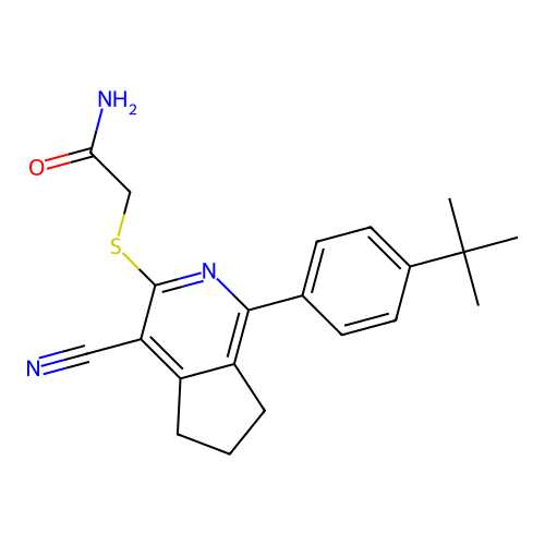 2-({1-[4-(tert-butyl)phenyl]-4-cyano-6,7-dihydro-5H-cyclopenta[c]pyridin-3-yl}sulfanyl)acetamide structure