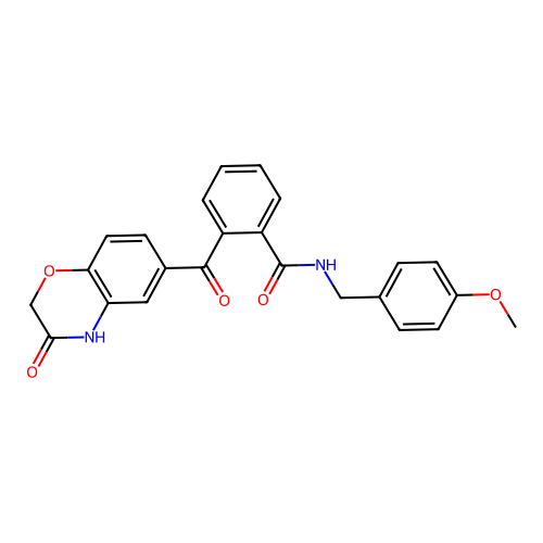 N-[(4-methoxyphenyl)methyl]-2-(3-oxo-4H-1,4-benzoxazine-6-carbonyl)benzamide structure
