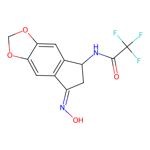 2,2,2-trifluoro-N-(7-hydroxyimino-5,6-dihydrocyclopenta[f][1,3]benzodioxol-5-yl)acetamide structure