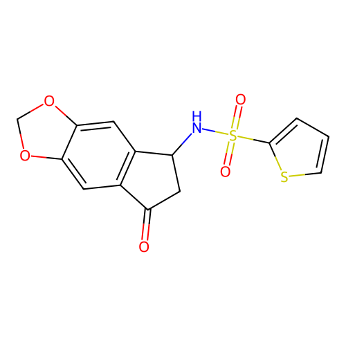 N-(7-oxo-6,7-dihydro-5H-indeno[5,6-d][1,3]dioxol-5-yl)-2-thiophenesulfonamide structure