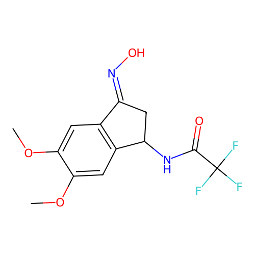 2,2,2-trifluoro-N-[3-(hydroxyimino)-5,6-dimethoxy-2,3-dihydro-1H-inden-1-yl]acetamide structure