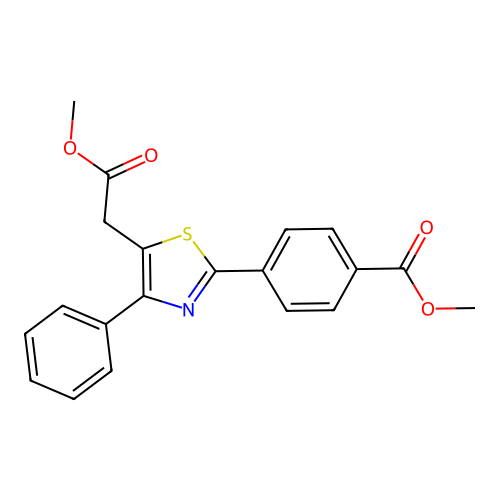 Methyl 4-[5-(2-methoxy-2-oxoethyl)-4-phenyl-1,3-thiazol-2-yl]benzoate structure