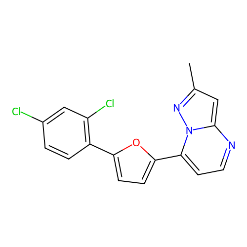 7-[5-(2,4-Dichlorophenyl)-2-furyl]-2-methylpyrazolo[1,5-a]pyrimidine structure
