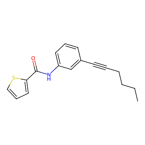 N-[3-(1-hexynyl)phenyl]-2-thiophenecarboxamide structure