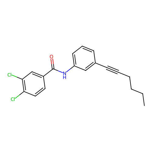 3,4-dichloro-N-[3-(1-hexynyl)phenyl]benzenecarboxamide structure