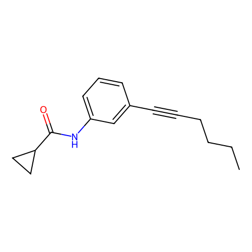 N-[3-(1-hexynyl)phenyl]cyclopropanecarboxamide structure