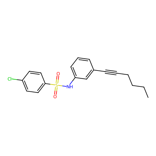 4-chloro-N-[3-(1-hexynyl)phenyl]benzenesulfonamide structure
