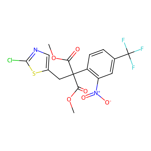 dimethyl 2-[(2-chloro-1,3-thiazol-5-yl)methyl]-2-[2-nitro-4-(trifluoromethyl)phenyl]malonate structure