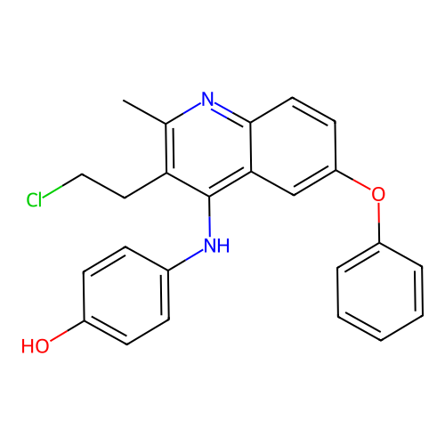 4-{[3-(2-Chloroethyl)-2-methyl-6-phenoxyquinolin-4-yl]amino}phenol structure