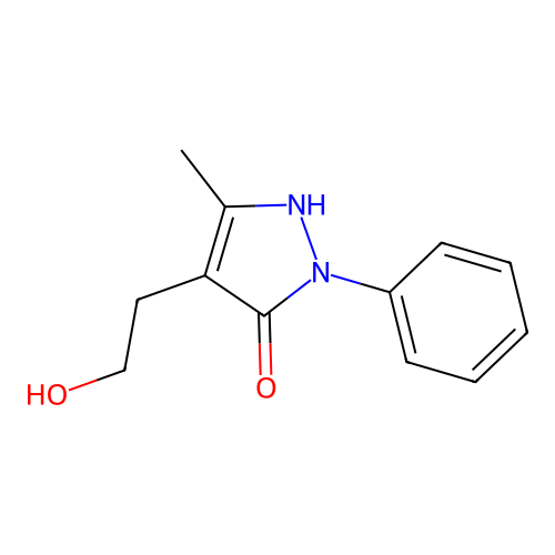 4-(2-hydroxyethyl)-5-methyl-2-phenyl-1,2-dihydro-3H-pyrazol-3-one structure