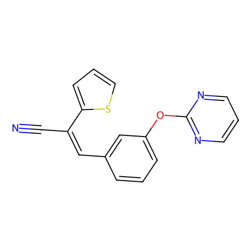 3-(3-Pyrimidin-2-yloxyphenyl)-2-thiophen-2-ylprop-2-enenitrile structure