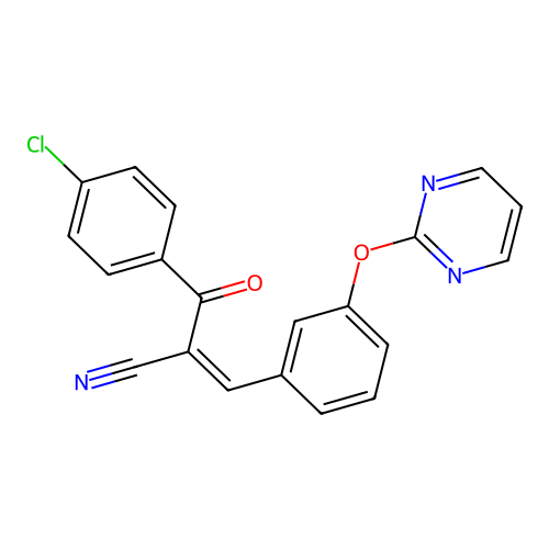 (E)-2-(4-chlorobenzoyl)-3-[3-(2-pyrimidinyloxy)phenyl]-2-propenenitrile structure
